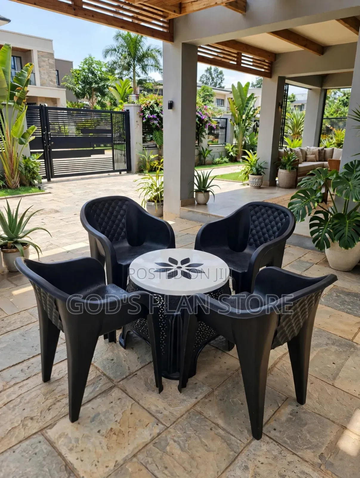 Vintage Bar Hotel Plastic Table and Chairs