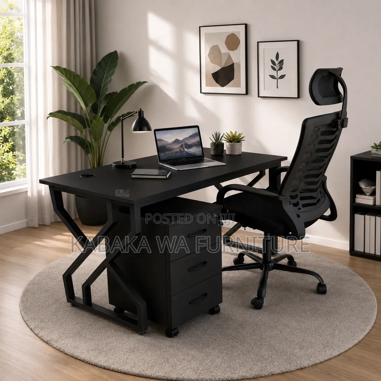 Modern-Office-Desk-Table-120cm-With-Cable-Hole-White-Metal-Frame-oO37