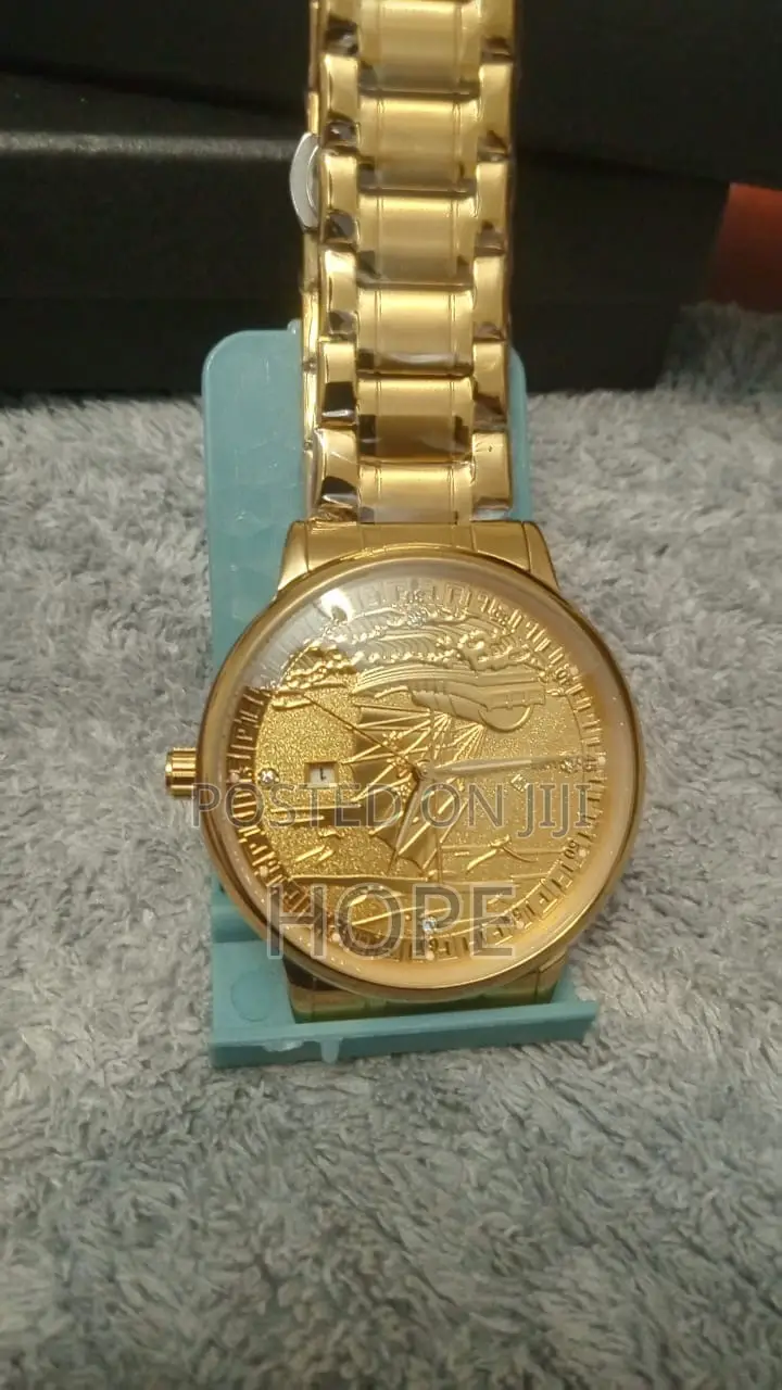 Luxury Full Gold Sailing Ship Watch for Men - 3D Embossed Dial -