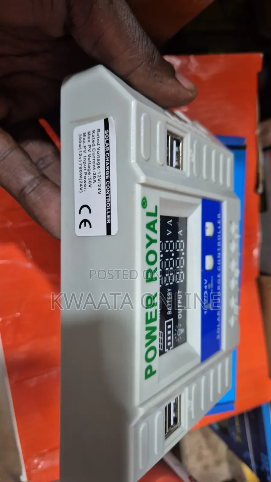 Power Royal 30W Solar Charge Controller 12v/24v Auto Select, USB Ports