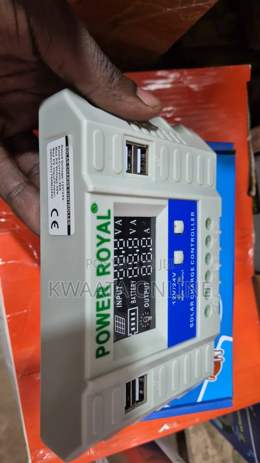 Power Royal 30W Solar Charge Controller 12v/24v Auto Select, USB Ports