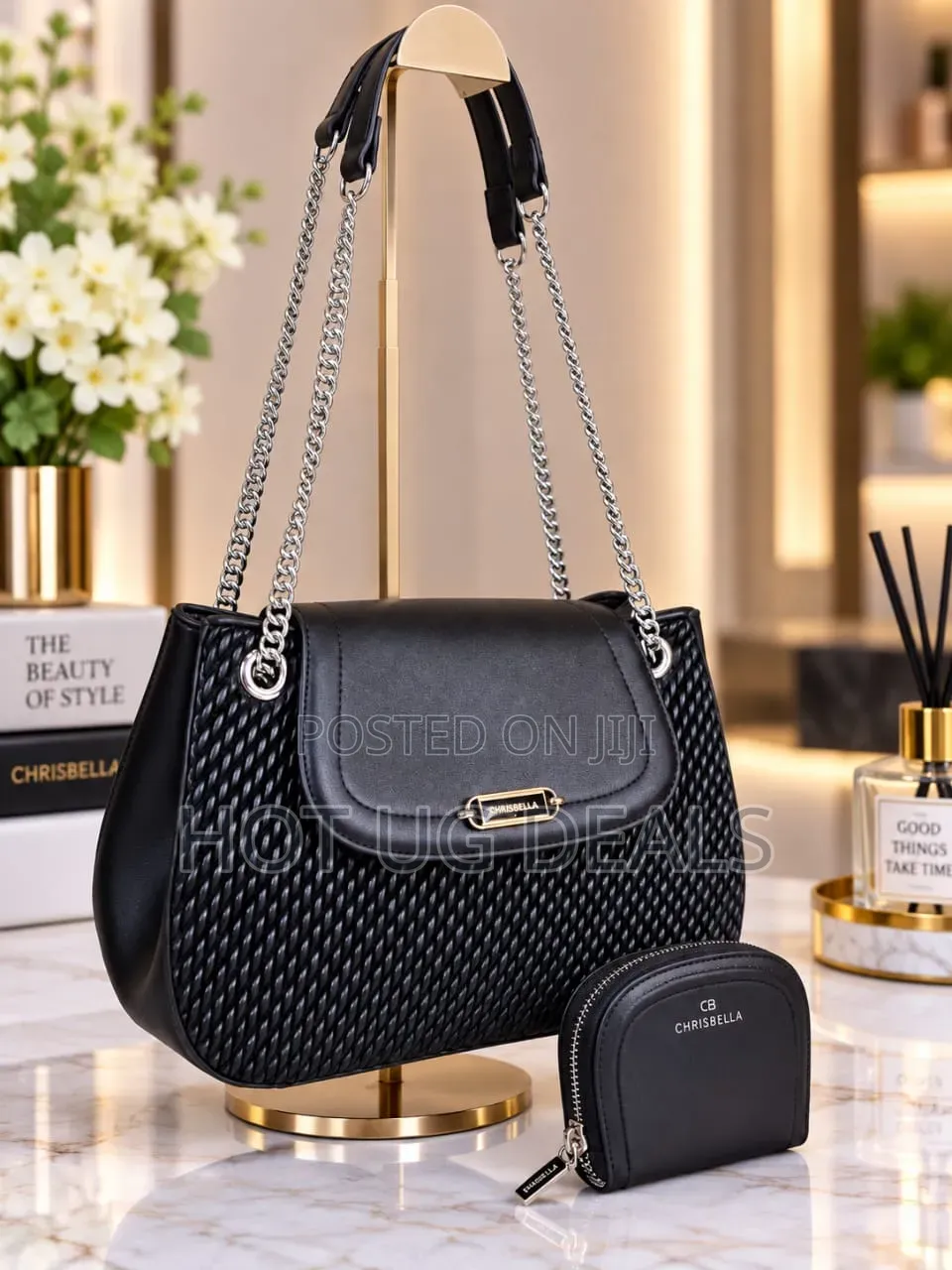CHRISBELLA Midnight Elegance Duo Set | Luxury 2-Piece Black Handbag