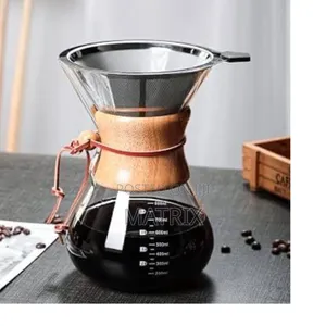 Glass Pour-Over Coffee Maker With a Wooden Collar, 600ml