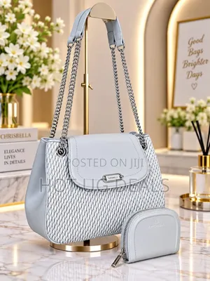 CHRISBELLA Luxury Textured Shoulder Bag and Pouch 2-Piece Set