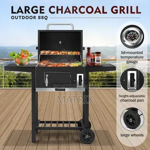 Charcoal BBQ Grill Trolley Portable Aluminium Cooking Grill Outdoor