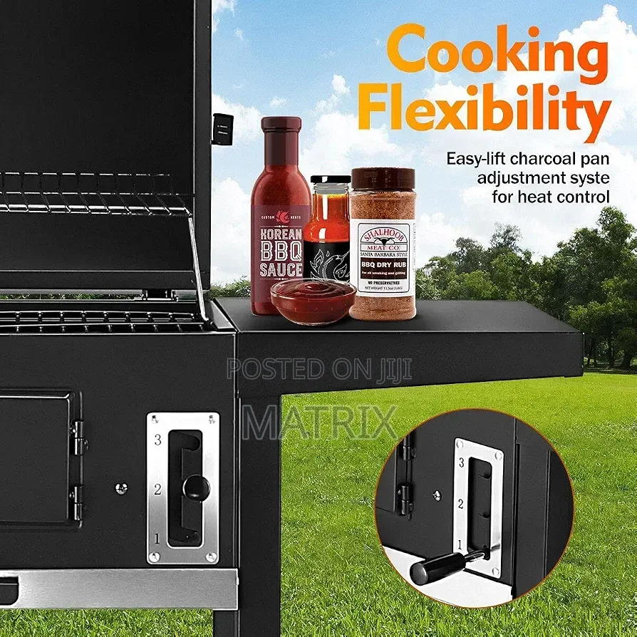 Charcoal BBQ Grill Trolley Portable Aluminium Cooking Grill Outdoor