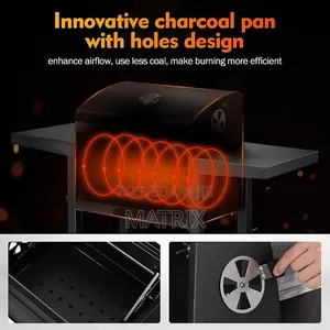 Charcoal BBQ Grill Trolley Portable Aluminium Cooking Grill Outdoor