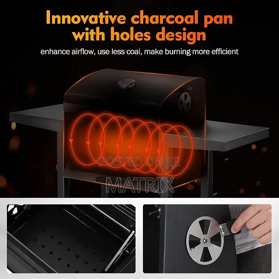 Charcoal BBQ Grill Trolley Portable Aluminium Cooking Grill Outdoor