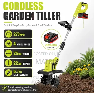 Cordless Tiller Cultivator, a Battery-Powered Garden Tool