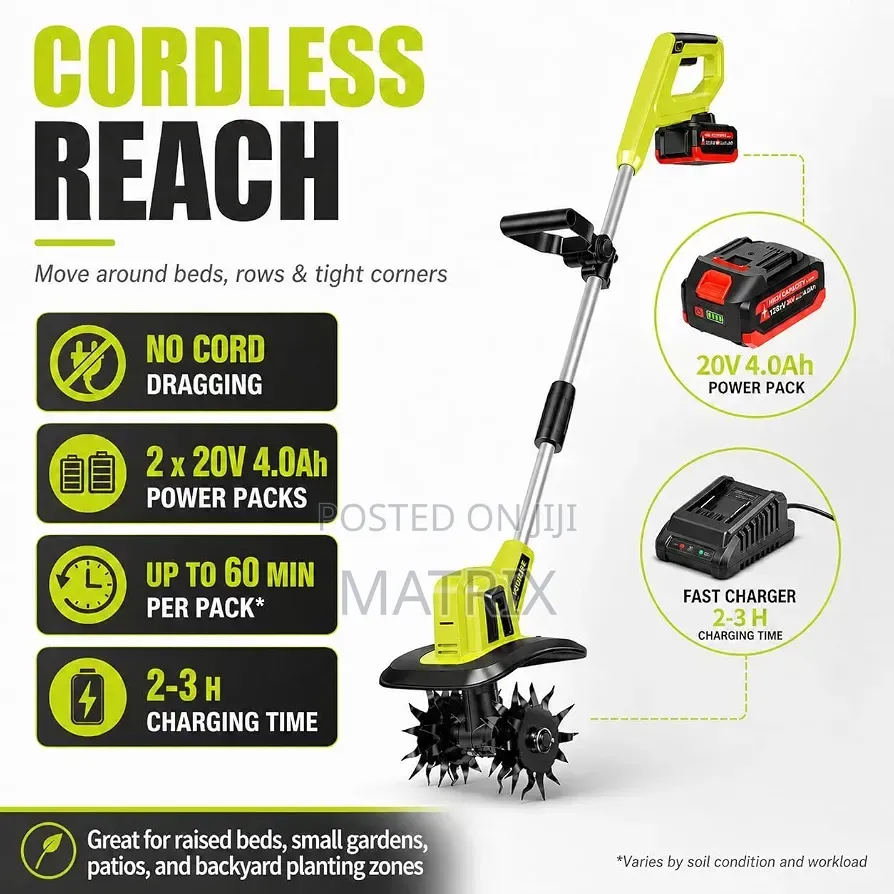 Cordless Tiller Cultivator, a Battery-Powered Garden Tool
