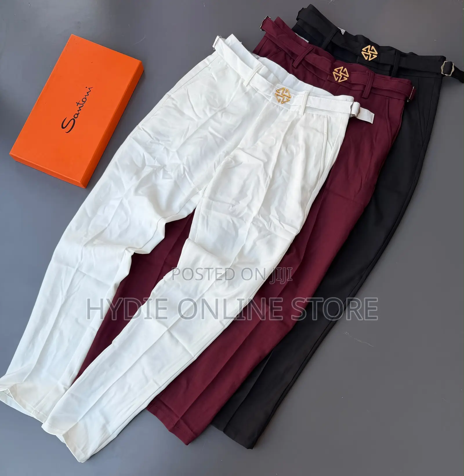 Gold Button Beltless Gental Pants