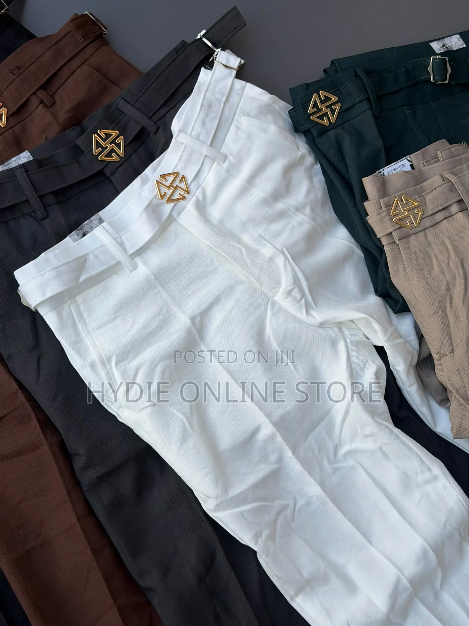 Gold Button Beltless Gental Pants