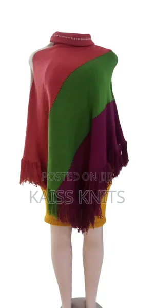 Multi Colored Knitted Shawl Poncho