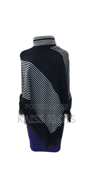 Black and White Women's Shawl Poncho