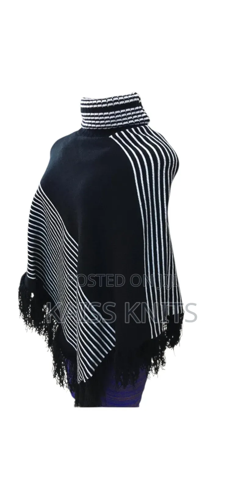 Black and White Women's Shawl Poncho