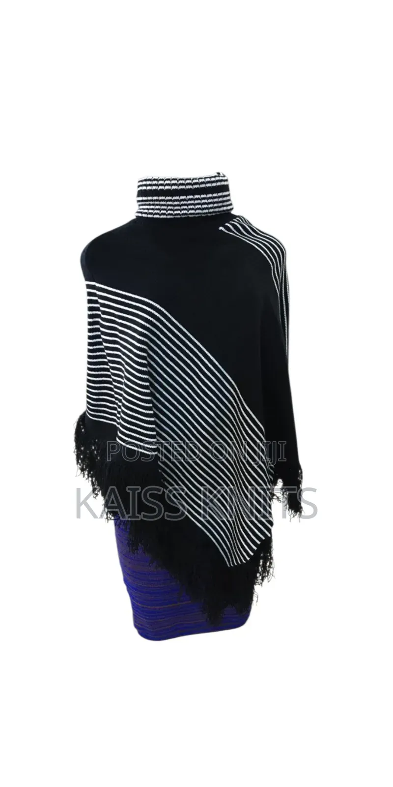 Black and White Women's Shawl Poncho