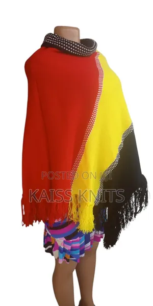 Black Yellow Reg Women's Shawl Poncho