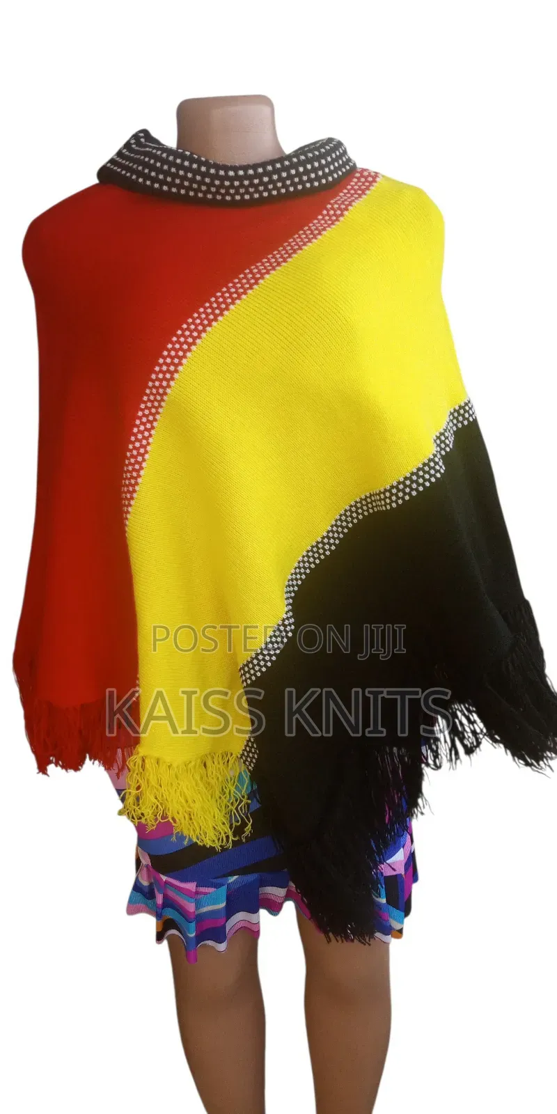 Black Yellow Reg Women's Shawl Poncho