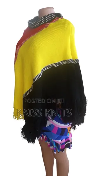 Black Yellow Reg Women's Shawl Poncho