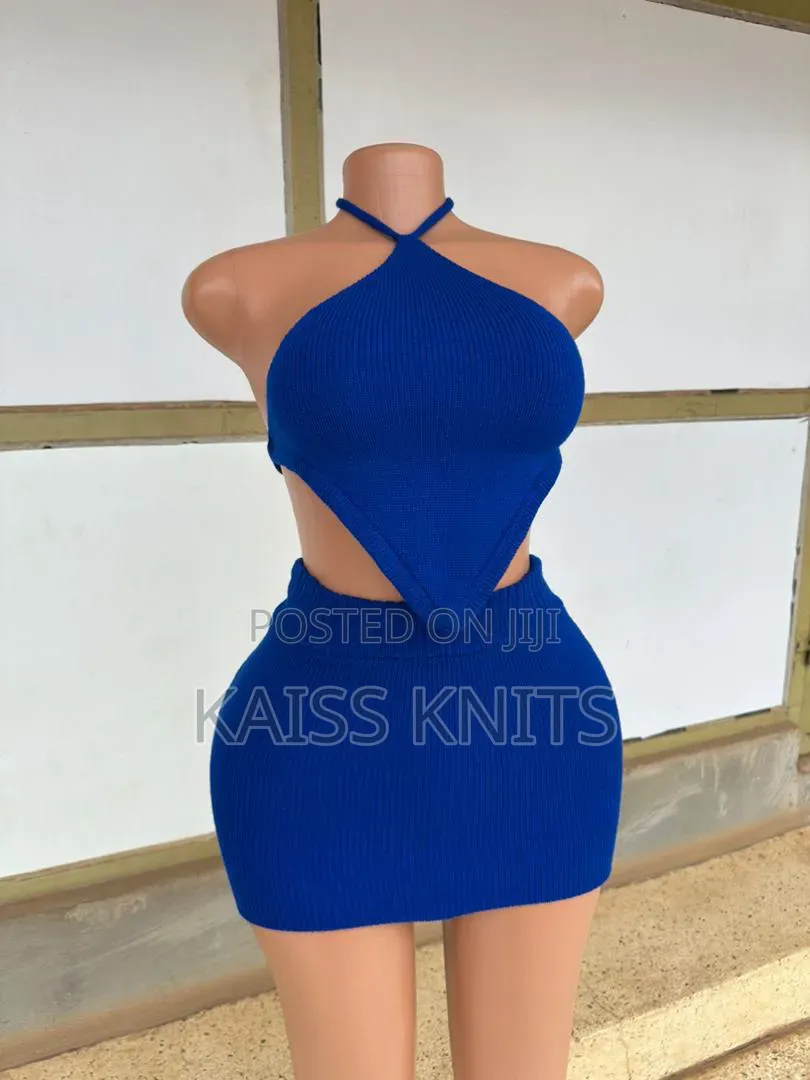 Blue Two Piece Knitted Sweater Wear