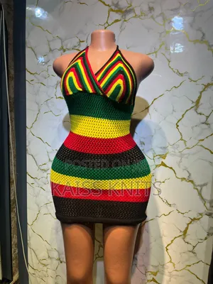 Knitted Rasta Colors Short Dress