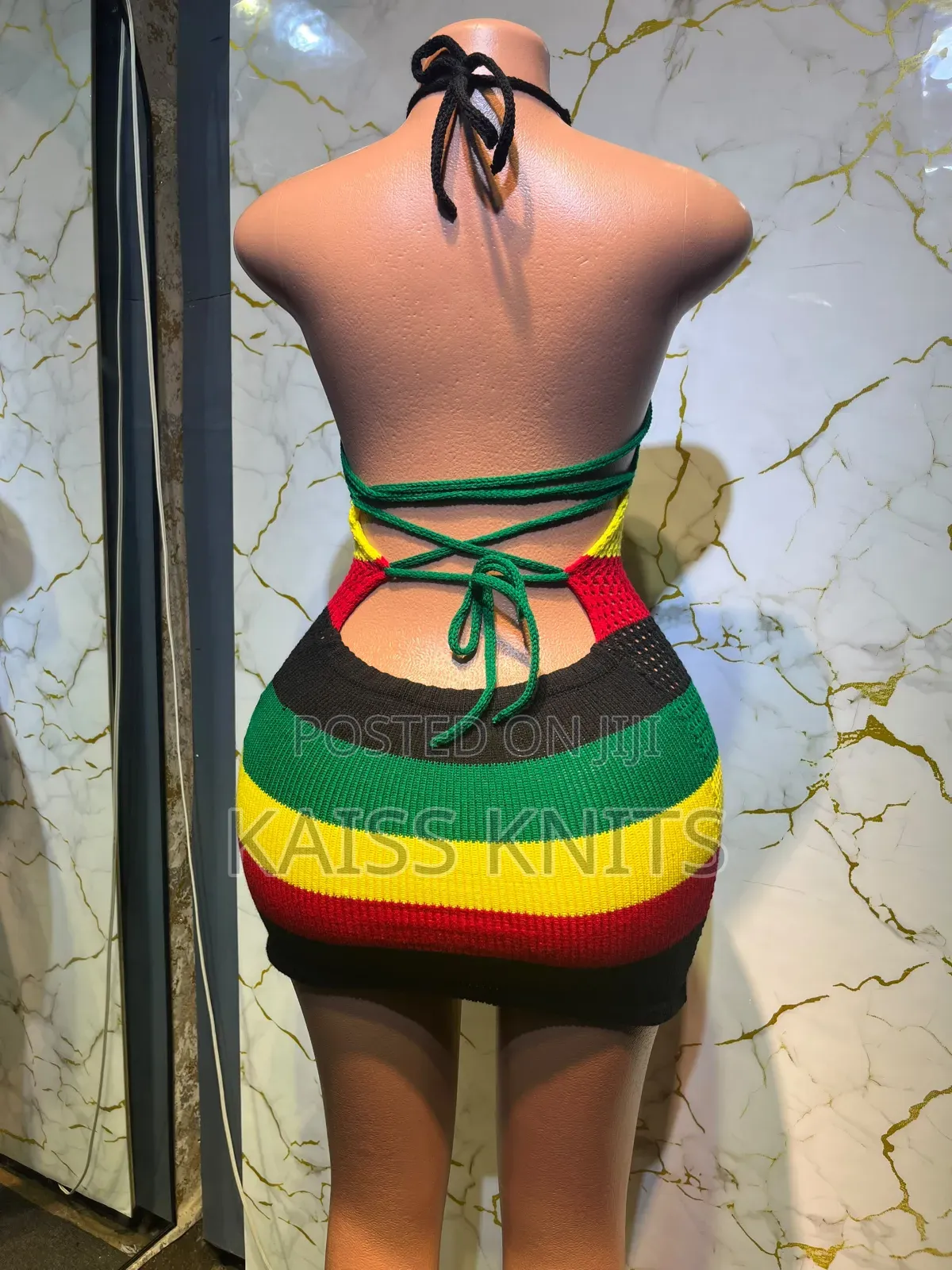 Knitted Rasta Colors Short Dress
