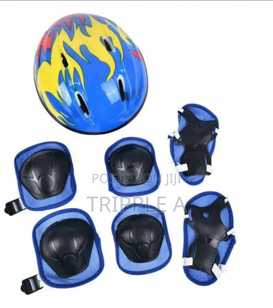 7pcs/ Set Kids Cycling Protective Gear Bike Helmet