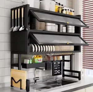 Double-Door Enclosed Over-the-Sink Dish Drying Rack