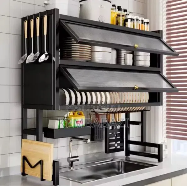 Double-Door Enclosed Over-the-Sink Dish Drying Rack