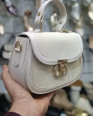 Chrisbella Leather and Textured Fabric Handbag
