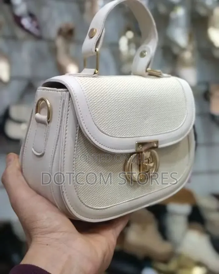 Chrisbella Leather and Textured Fabric Handbag