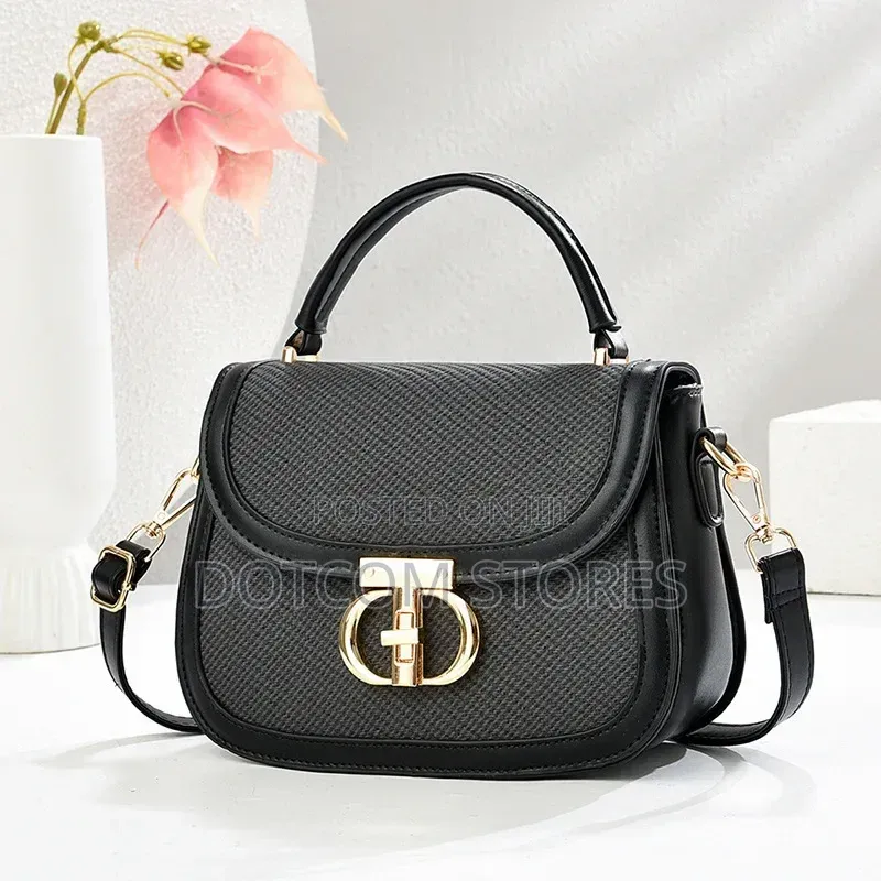Chrisbella Leather and Textured Fabric Handbag