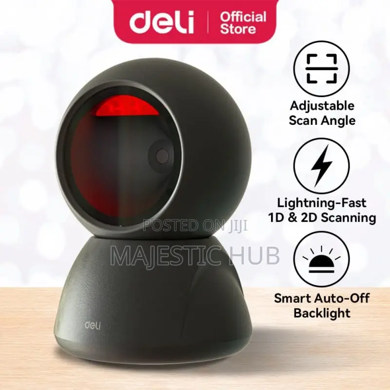 Deli AA500 2D Desk Barcode Scanner – USB Hands-Free 1d/2d QR Reader