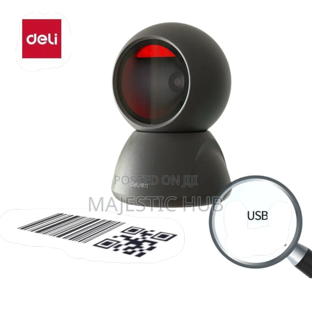 Deli AA500 2D Desk Barcode Scanner – USB Hands-Free 1d/2d QR Reader