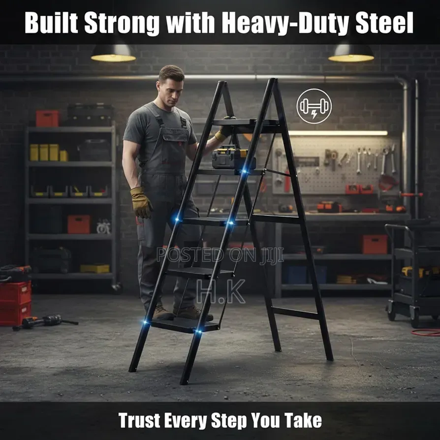 Durable Folding 5-Step Ladder With Sturdy Frame