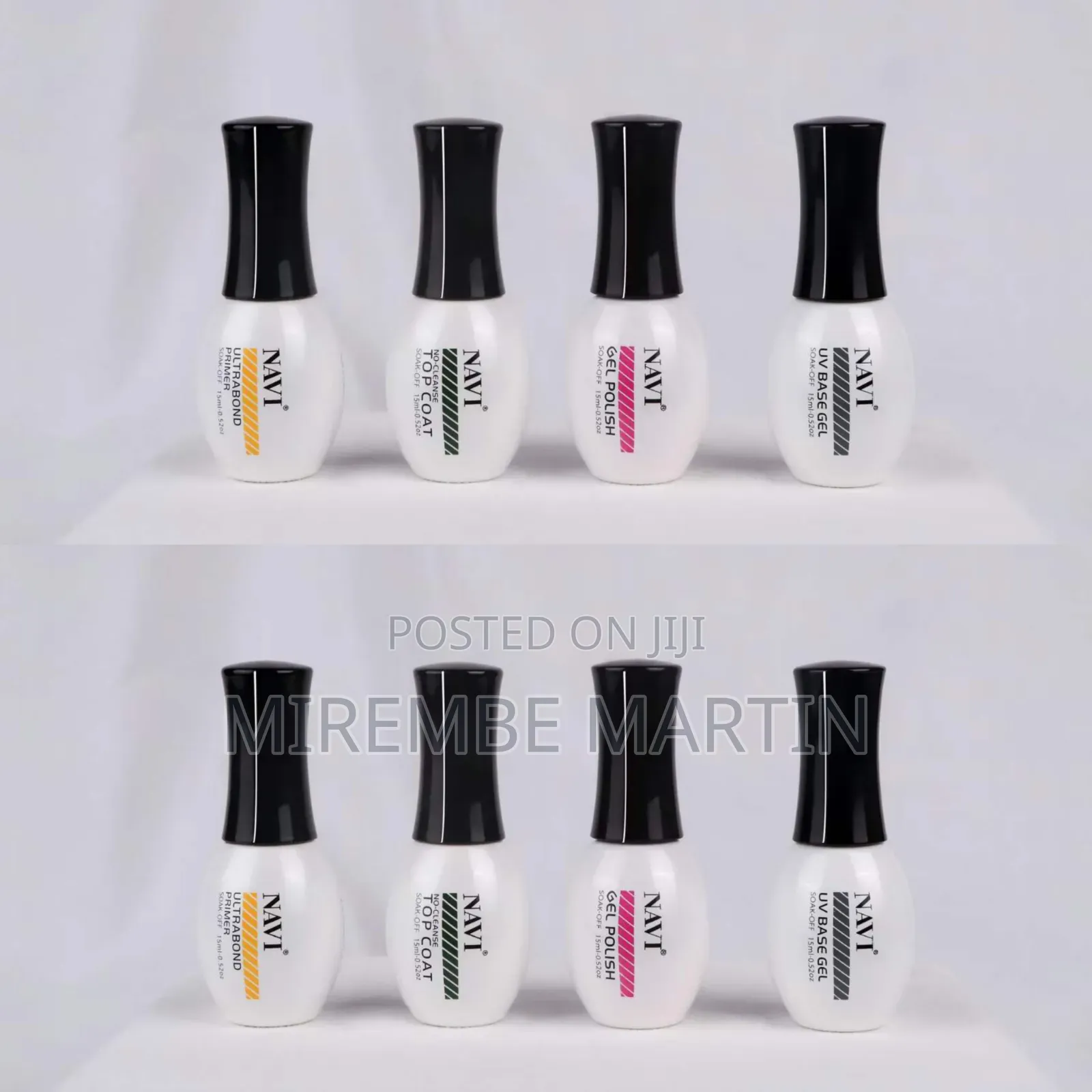 UV/LED Base Coat Bottle With a White Body and Black Cap