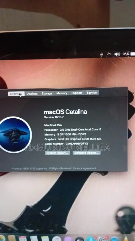 Laptop Apple MacBook Pro 2012 8GB Intel Core i5 HDD 500GB