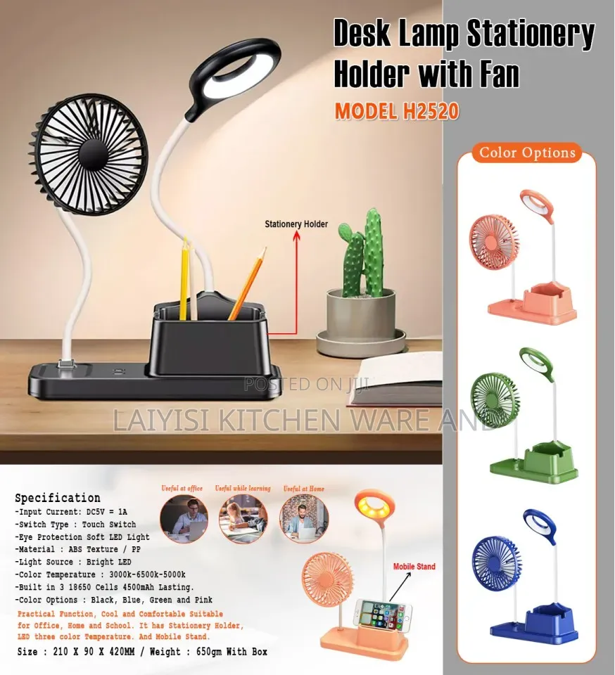4-in-1 Multifunctional Desk Fan – Light, Phone Pen Holder