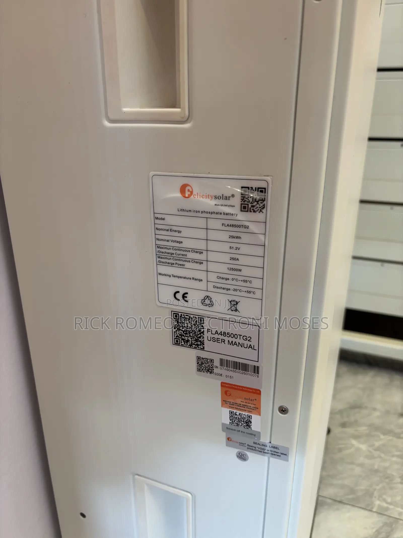 25000w 48v Lithium Ion Battery for a 25kwh Solar System
