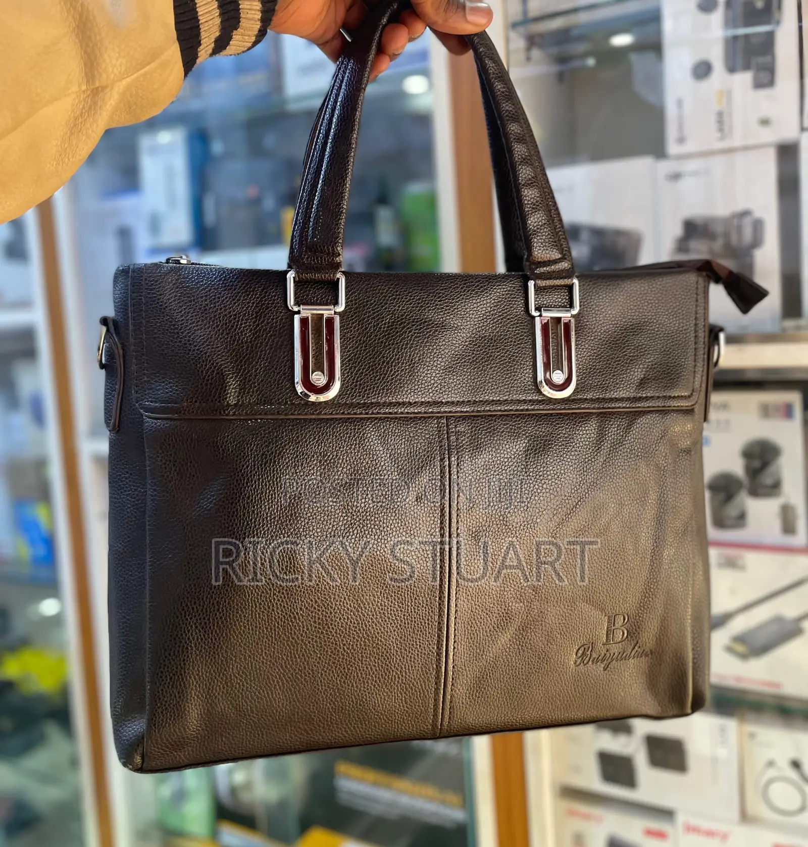 Dark Brown Leather Business Briefcase