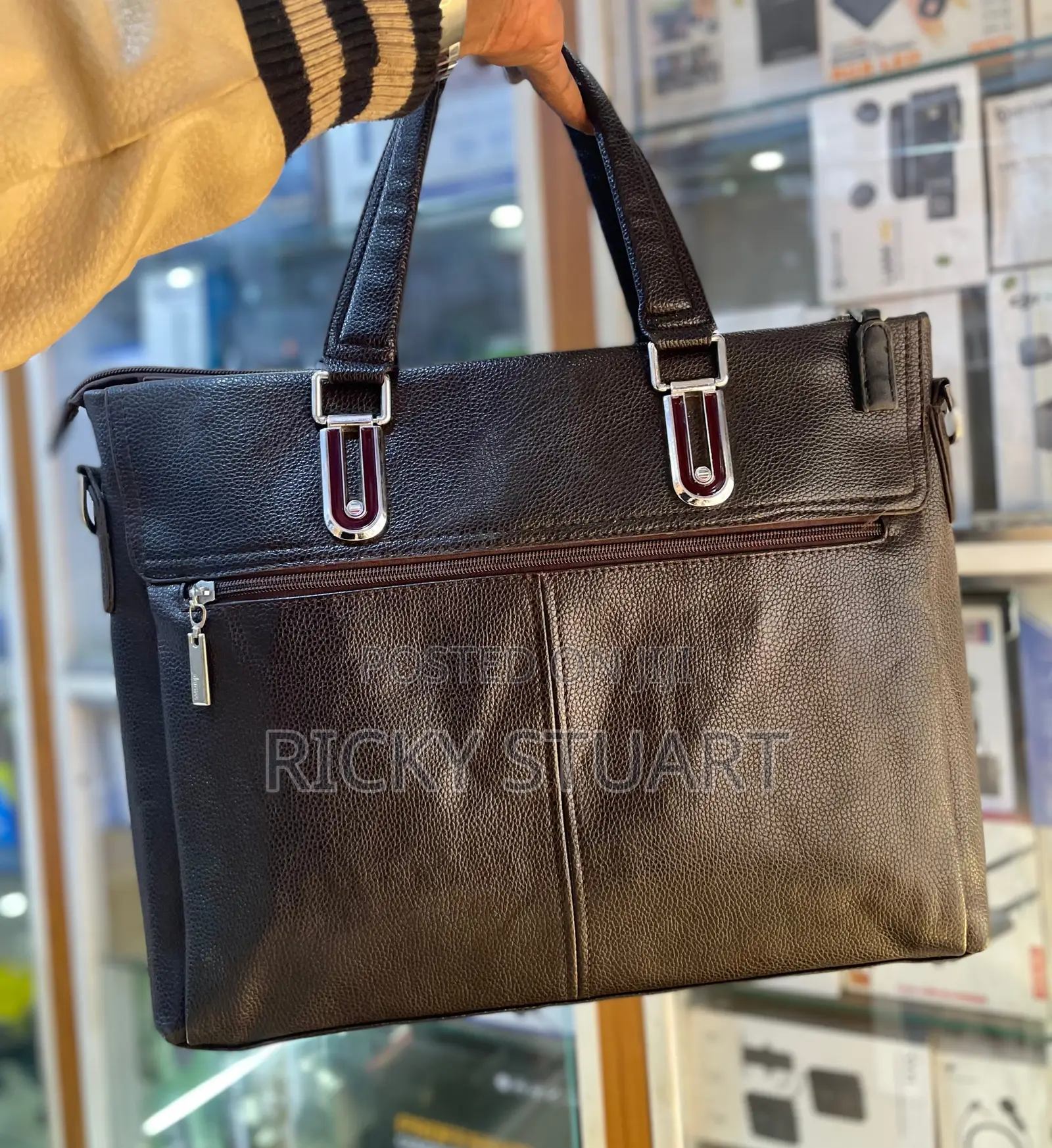 Dark Brown Leather Business Briefcase