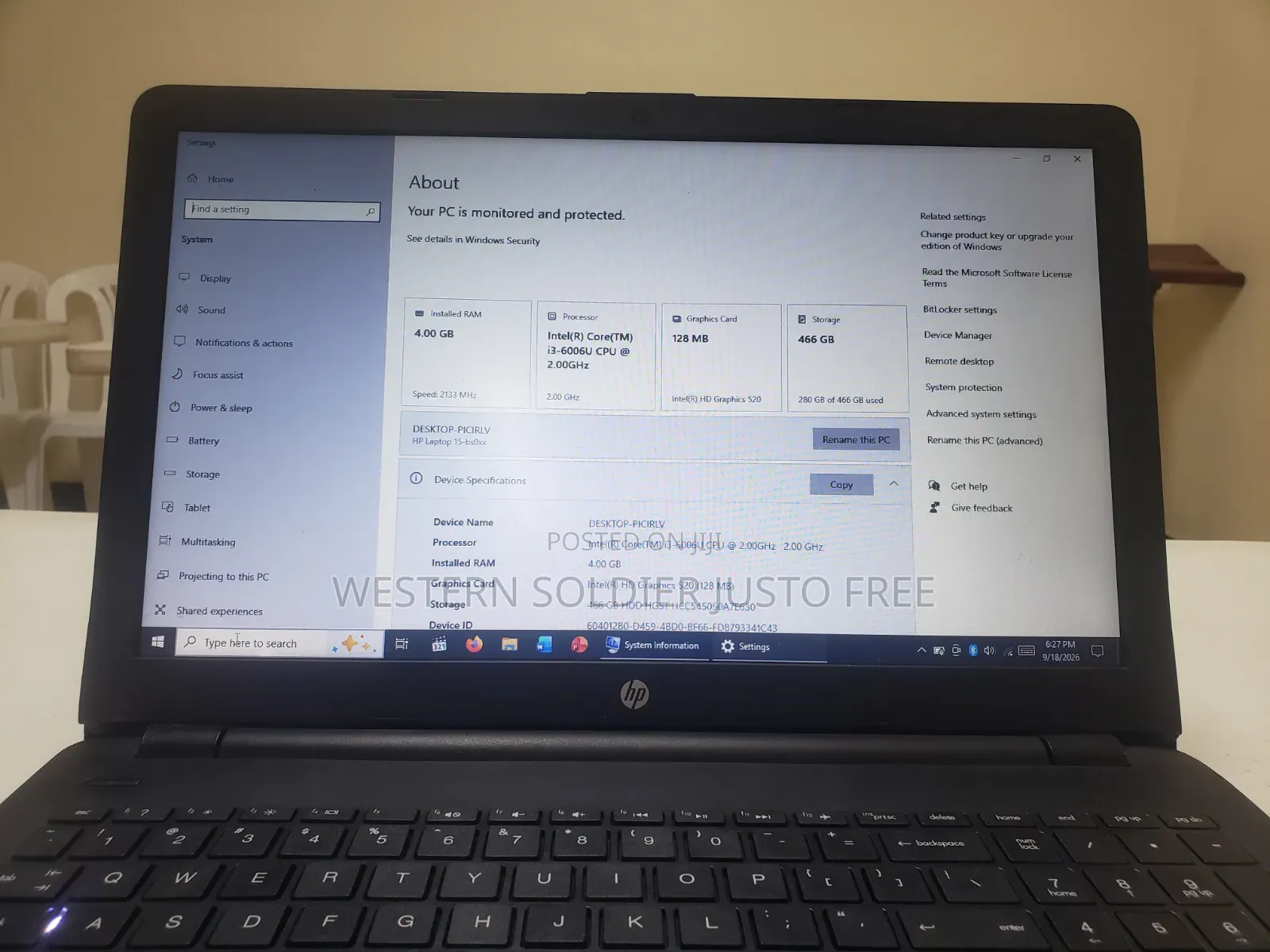 Laptop HP 15 4GB Intel Core i3 HDD 500GB