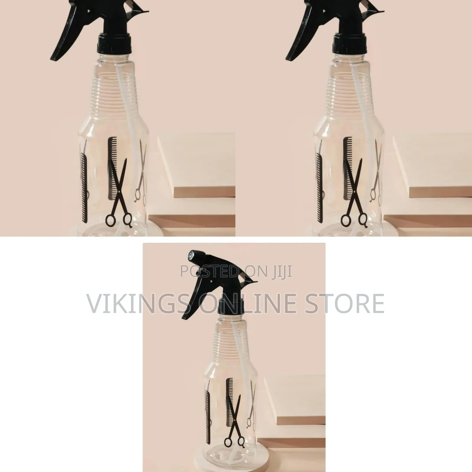 Transparent Plastic Hair-Spraying Bottle With a Black Trigger Spray