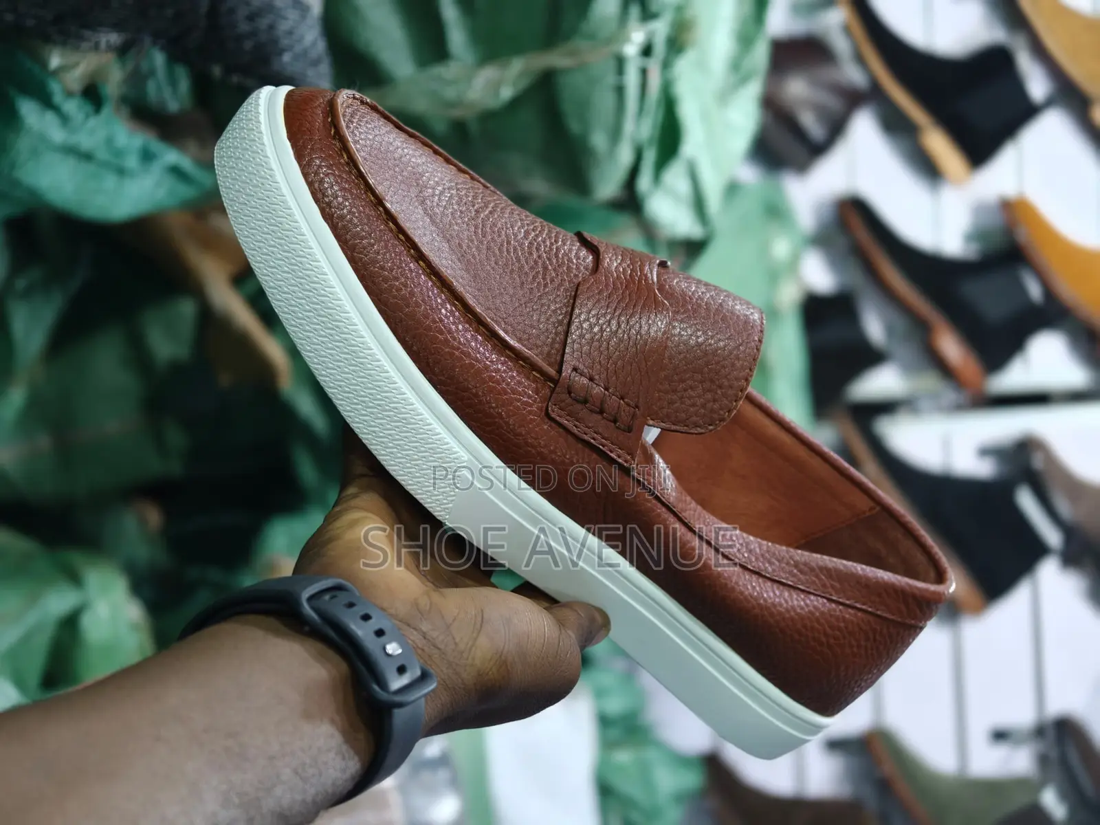 Men’s Textured Slip on Loafers Casual Moccasin Shoes With While Sole