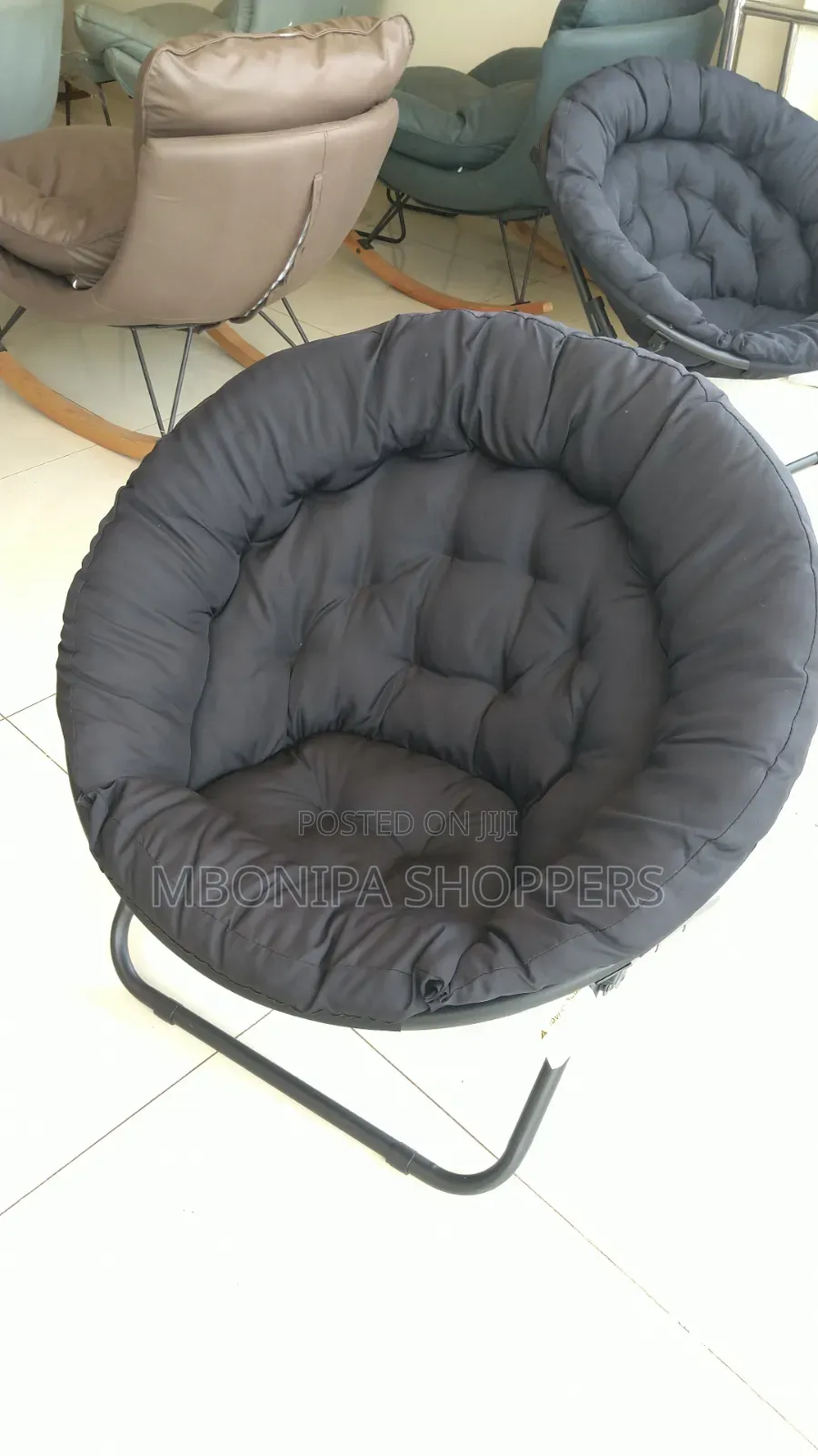 Urban Lifestyle Oversized Polycanvas Foldable Saucer Chair, Black