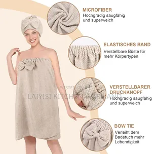 Women's Sauna Kilt With Shower Cap, High-Quality Towel,fit for a Non