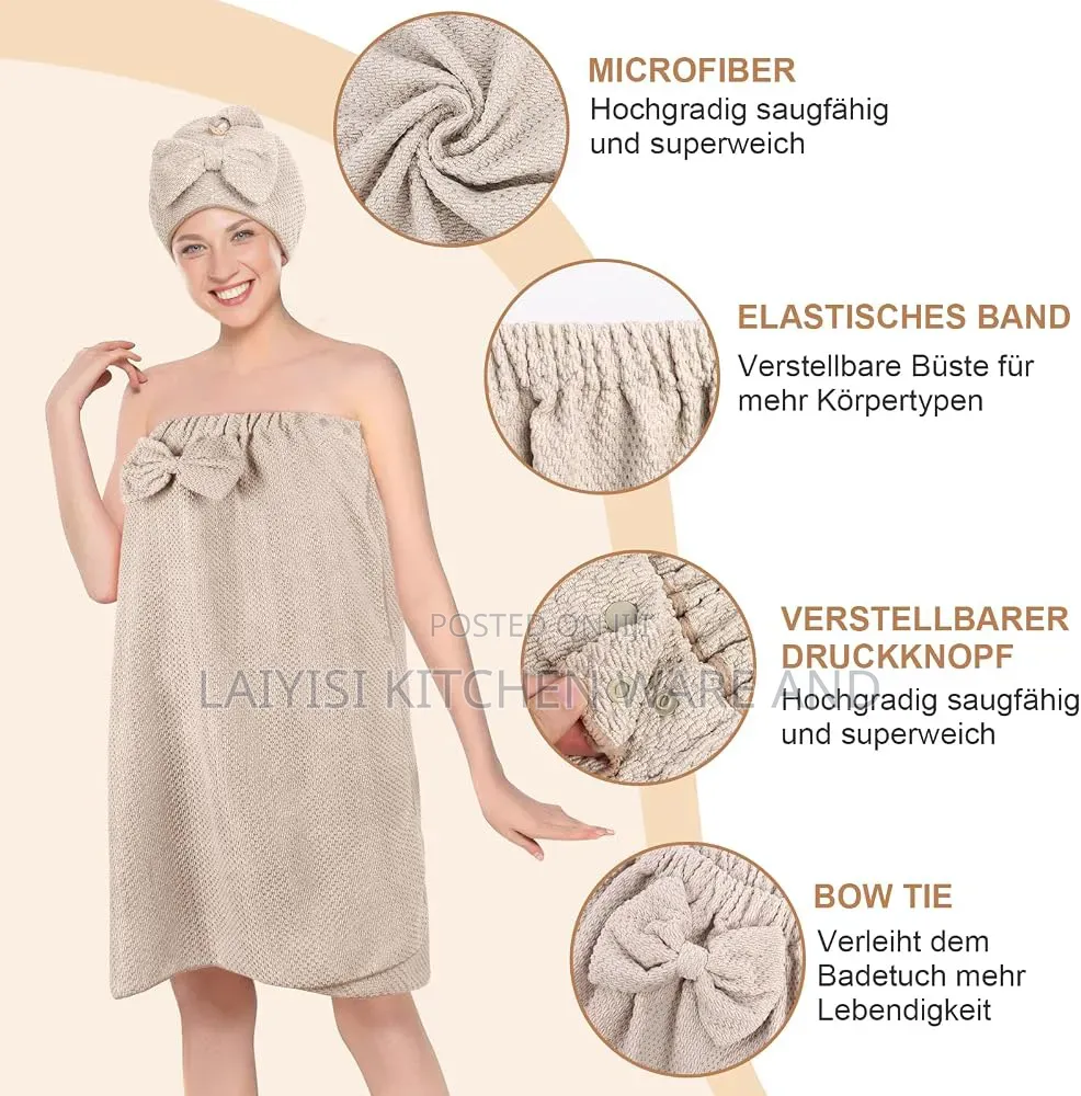 Women's Sauna Kilt With Shower Cap, High-Quality Towel,fit for a Non
