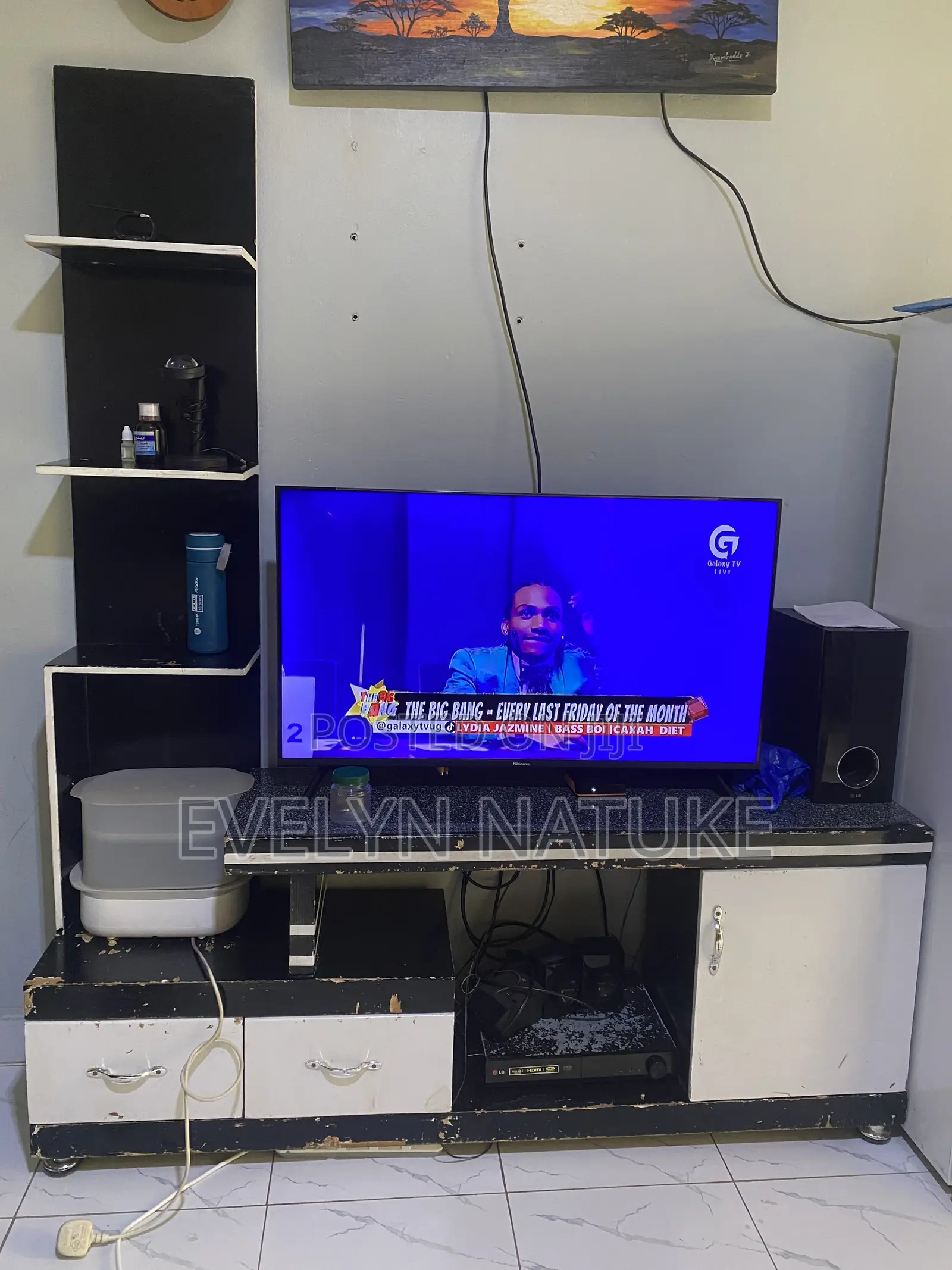 TV Stand and a Hisense TV