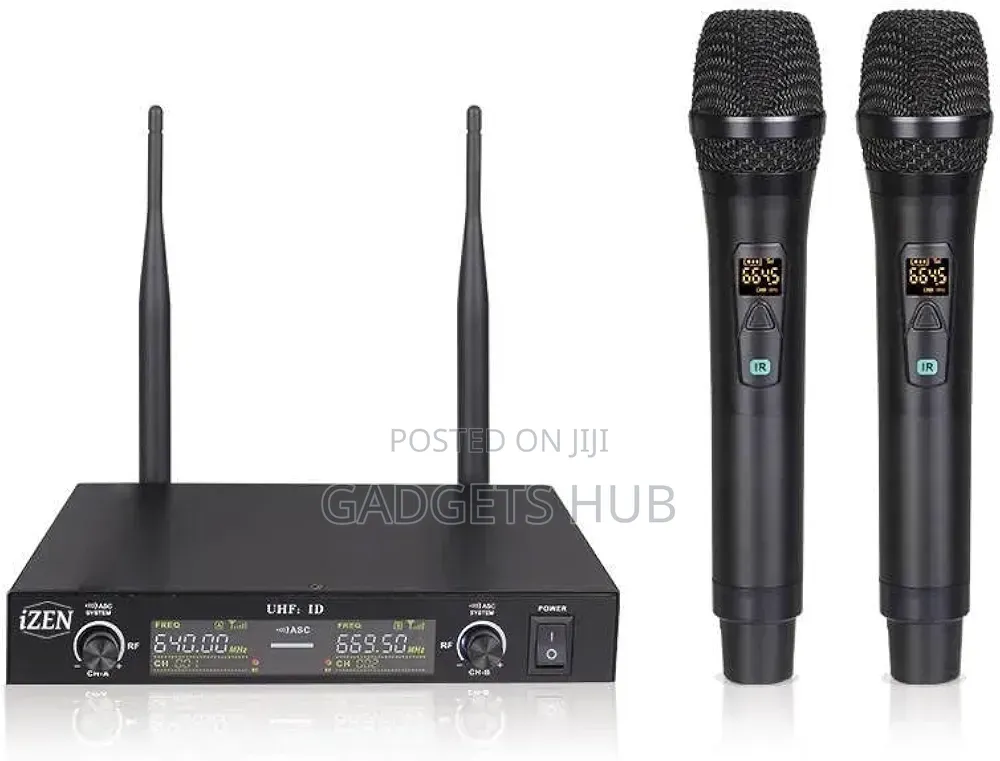Wireless Microphone Dual Channel Handheld Dynamic Mics Receiver 200ft