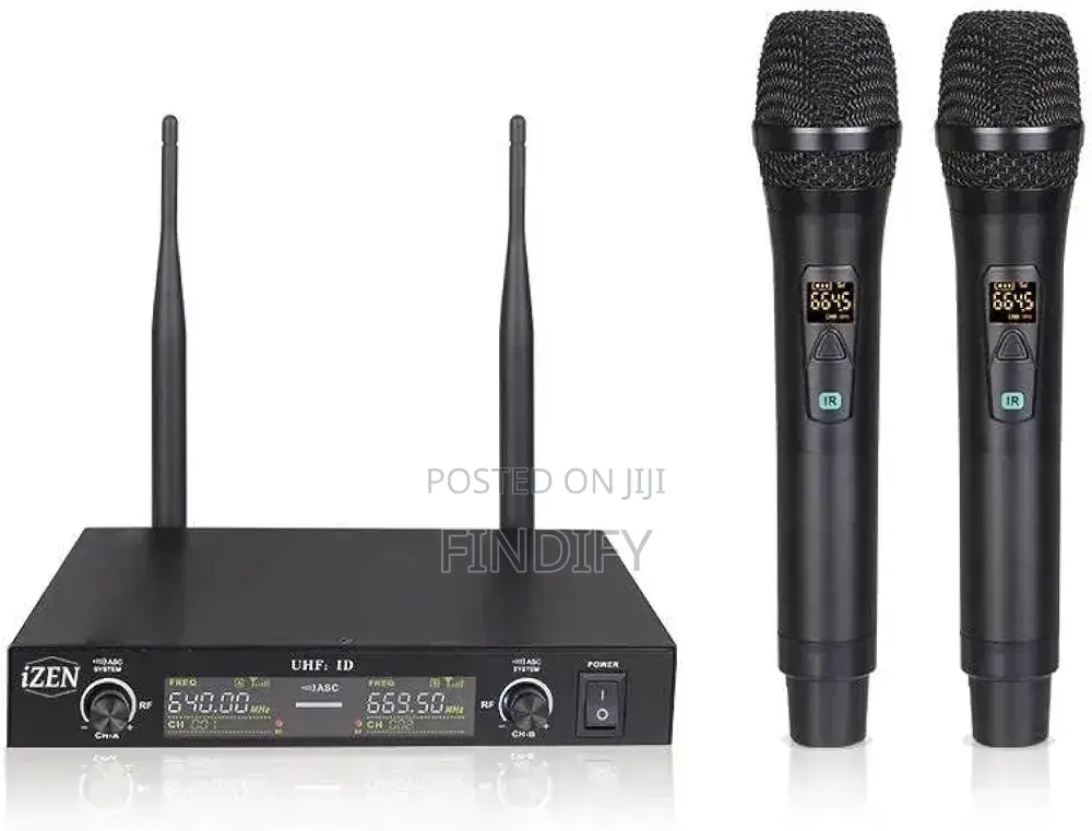 Wireless Microphone Dual Channel Handheld Dynamic Mics Receiver 200ft